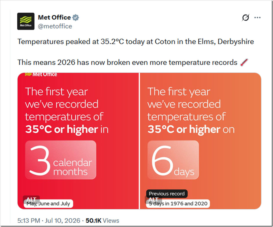 Met Office Heatwave “Records” Are Based on Junk Stations