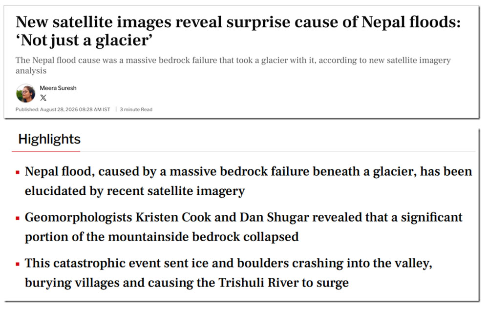 Nepal Floods Caused By Bedrock Failure